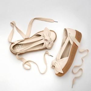 Puma Cream Sandals with Bow Detail